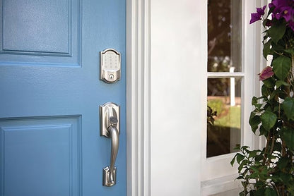 Schlage Encode Smart WiFi Deadbolt Lock for Front Door - Keyless Entry with App or Touchscreen - Works with Alexa, Hey Google, & Airbnb - Create Codes for Guests - Satin Nickel