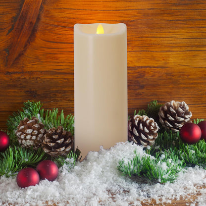 Large 10" x 4" Outdoor Waterproof Flameless Candles with Remote and Timers, 1000 Hours Battery Operated LED Flickering Pillar Candles for Lanterns, Ivory Plastic, Set of 2