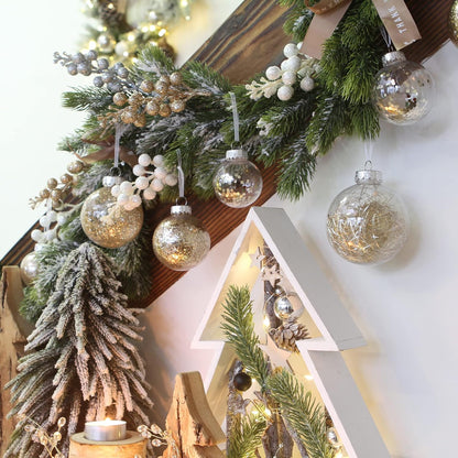 Sea Team 60mm/2.36" Shatterproof Clear Plastic Christmas Tree Ball Ornaments Set, Decorative Hanging Transparent Xmas Baubles with Stuffed Delicate Decorations (30 Counts, Champagne, Silver, White)