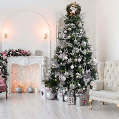 Clear Christmas Ball Ornaments,24ct Shatterproof Plastic Decorative Christmas Ornaments Hanging Xmas Tree Baubles Set with Stuffed Delicate Glittering Decorations for Holiday Party Home Decor (Silver)