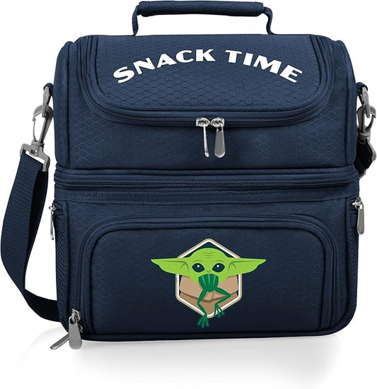 PICNIC TIME Star Wars Mandalorian Grogu Pranzo Lunch Bag, Insulated Lunch Box with Utensil Set, Lunch Cooler Bag, (Navy Blue)