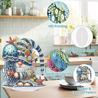 Diamond Painting Kits for Adults Beginners, 5D Full Drill Dwarf Ocean Crystal Art Desktop Ornament, DIY Single Sided Home Office Desk Decor, Creative Craft Gift Set with Tools