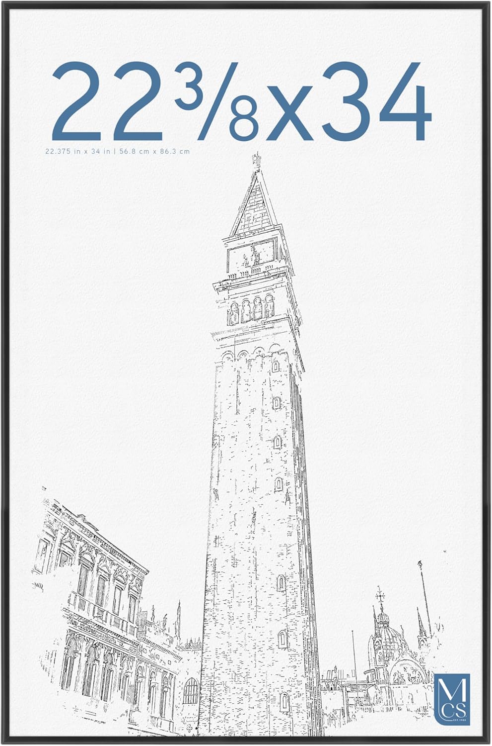 MCS Original Poster Frame 22.375x34 Black Lightweight Vertical & Horizontal Wall Hanging Large Picture Frame for Posters, Art Prints & Gallery Wall (1-Pack)