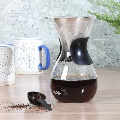Mr. Coffee Verduzco 3 Piece 34 OZ Borosilicate Glass Pour Over Coffee Maker w/Hand Guard