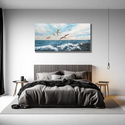 Belmrxne Giant Ocean Art Blue and White Wall Art Funky Artwork Modern Gallery Canvas Painting for Living Room Bedroom Dining Room Office Home Decor 30x60 inch