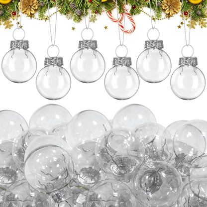 Tioncy 32 Pcs 1 Inch Mini Glass Christmas Ornaments Balls Shiny Christmas Balls Tiny Tree Hanging Decoration Small Colorful Ball Pendant for Xmas Party Supplies(Transparent)