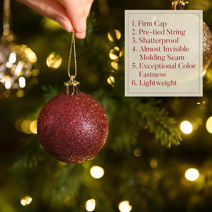 Valery Madelyn Christmas Tree Decorations Ornament Set for Fall Halloween, 50ct 2.36 Inches Burgundy Red Gold Shatterproof Christmas Ball Ornaments Hanging Xmas Holiday Party Decor
