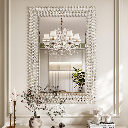 Kelly Miller Large Jeweled Mirror for Wall Decor, 28"x40" Luxury Sparkling Diamond Mirror Beveled Modern Wall Decoration for Bathroom, Living Room, Bedroom, Hallway, Entryway