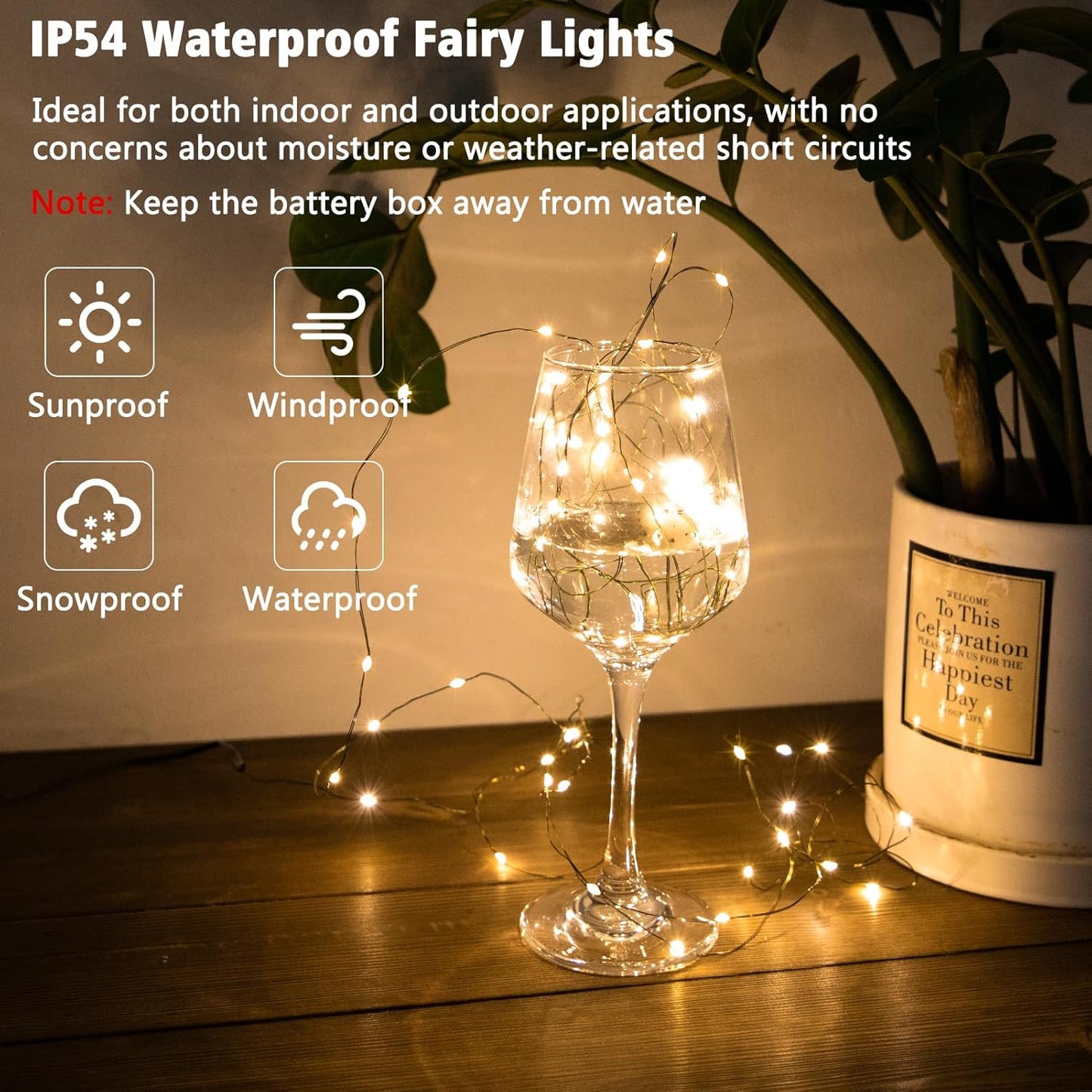 2 Pack Christmas Fairy Lights Battery Operated, 16.4FT 50 LED Dark Green Wire Micro Starry Twinkle Light with Auto Timer Waterproof, String Lights for Indoor Outdoor Yard Decor (Warm White)