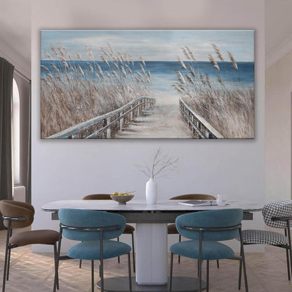 Canvas Wall Art Decor Large Modern Wall Art Decorations Blue Beach Coastal Artwork for Walls Textured Wall Art Prints Pictures Wall Decor Wall Art Bedroom 29"X58" For Room Living Room Office Wall Decor