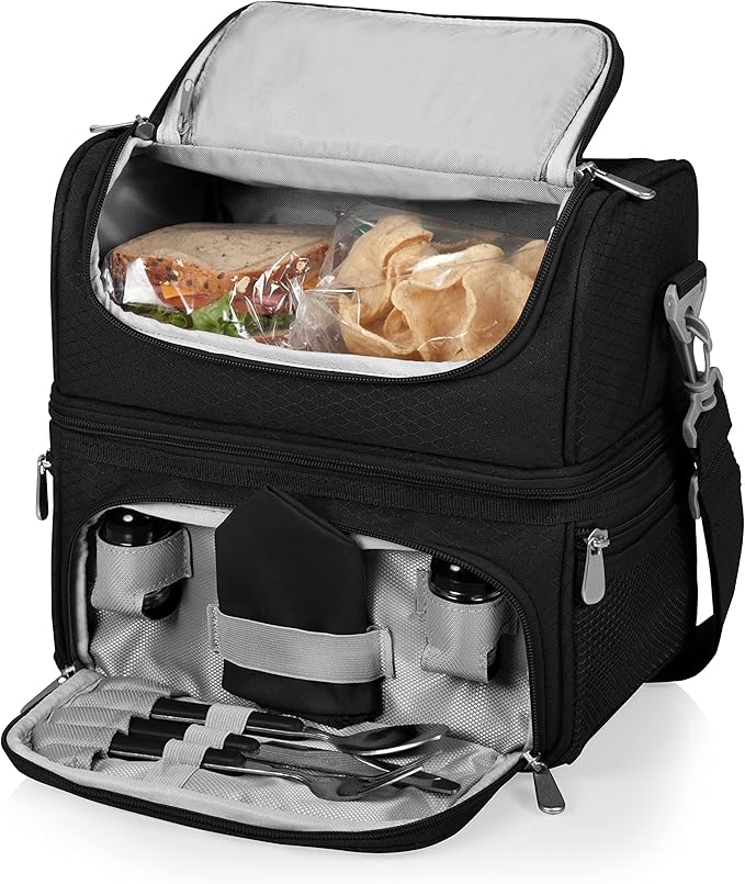 PICNIC TIME Star Wars Darth Vader Pranzo Insulated Lunch Box, Soft Sided Cooler Bag with Utensil Set, Dual Compartment Lunch Tote, (Black)