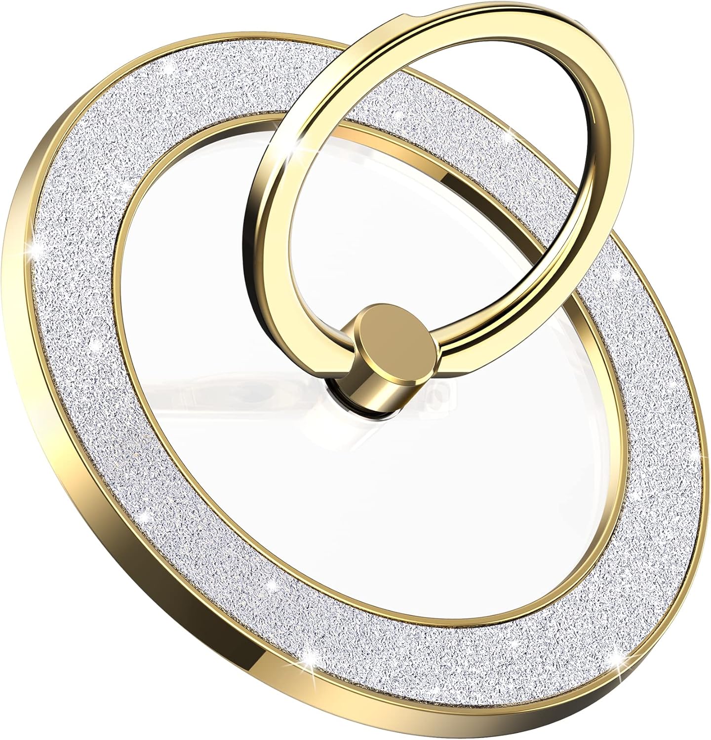 Magnetic Phone Ring Holder for MagSafe, Magnetic Phone Grip for iPhone, Compatible with iPhone MagSafe Wireless Charging. (Glitter Gold)