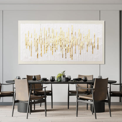 Canvas Wall Art Decor Modern Large Wall Decor For Living Room Gold Abstract Wall Art White Textured Wall Art Large Artwork for Walls Canvas Prints Art Work For Home Office Wall Decor 29" X 58"