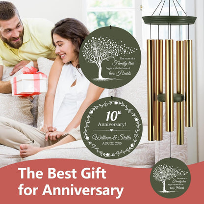 ASTARIN Tree of Life Wind Chimes, Personalized Wind Chimes for 50th Anniversary for Parents Couple, Romantic Idea for Mom Dad Keepsake Gifts