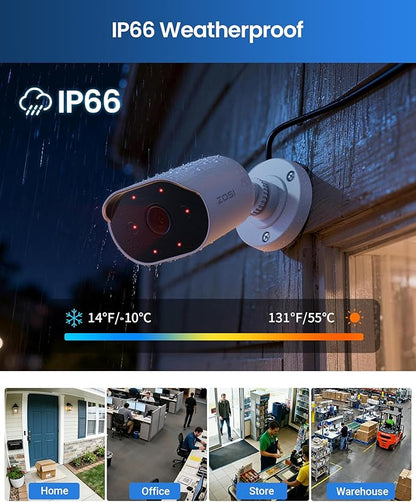 ZOSI 8CH 1080p Home Security Camera System with Audio, AI Person Vehicle Detection, 4pcs Outdoor Indoor Wired Cameras, Night Vision, H.265+ 8 Channel DVR with 1TB HDD, 24/7 Recording, No Monthly Fees