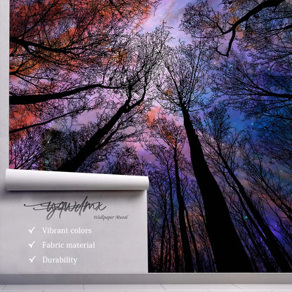 -Colorful Forest Beautiful Starry Tree Branches Wallpaper Bedroom XT14 M 140" x 91"