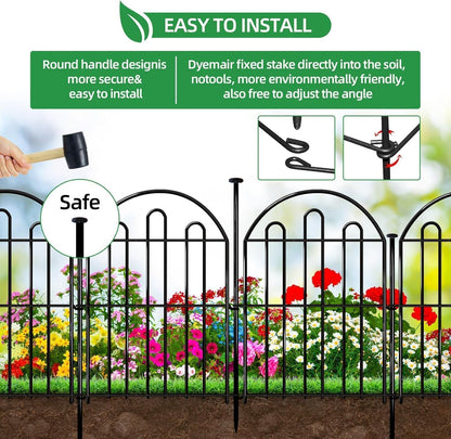 26 Pack Decorative Garden Fence, 26in x 28ft Arched No Dig Animal Barrier Fence for Dog Rabbit, Garden Edging Border, Rustproof Metal Ground Stake Border for Outdoor Yard Patio Decor