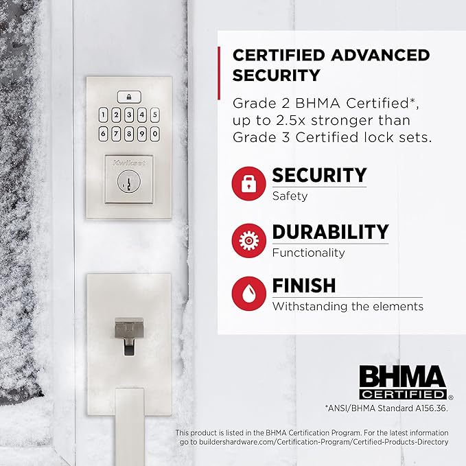 Kwikset SmartCode 260 Keyless Entry Electronic Keypad Deadbolt Door Lock with Auto-Lock, Custom User Codes, Advanced Security in Satin Nickel Contemporary