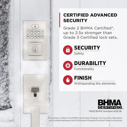Kwikset SmartCode 260 Keyless Entry Electronic Keypad Deadbolt Door Lock with Auto-Lock, Custom User Codes, Advanced Security in Satin Nickel Contemporary
