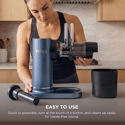 Ninja NeverClog Cold Press Juicer, Powerful Slow Juicer with Total Pulp Control, Countertop, Electric, 2 Pulp Functions, Dishwasher Safe, 2nd Generation, Blue/Navy, JC151NV