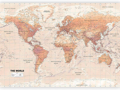 artgeist Premium Wall Mural World Map 118x83 in - XXL Non-Woven Wallpaper Fleece Wall Decor Photo Print Picture Image Design Home Map of The World k-A-0091-a-c