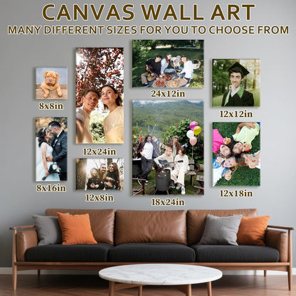 Custom Canvas Prints with Your Photos - Personalized Pictures Print, Customized Photo Gifts, Wall Art Poster Canvas Printing for Wedding, Family, Baby, Pets, Home Office Decor, Wrapped Frame 12x16