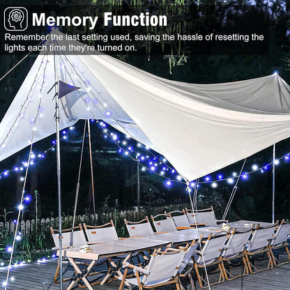 Christmas Lights Outdoor, 100FT 300 LED Christmas Tree Lights with 8 Modes Waterproof, Connectable Green Wire Twinkle Tree Lights for Indoor Patio Garden Party Decorations, Blue White