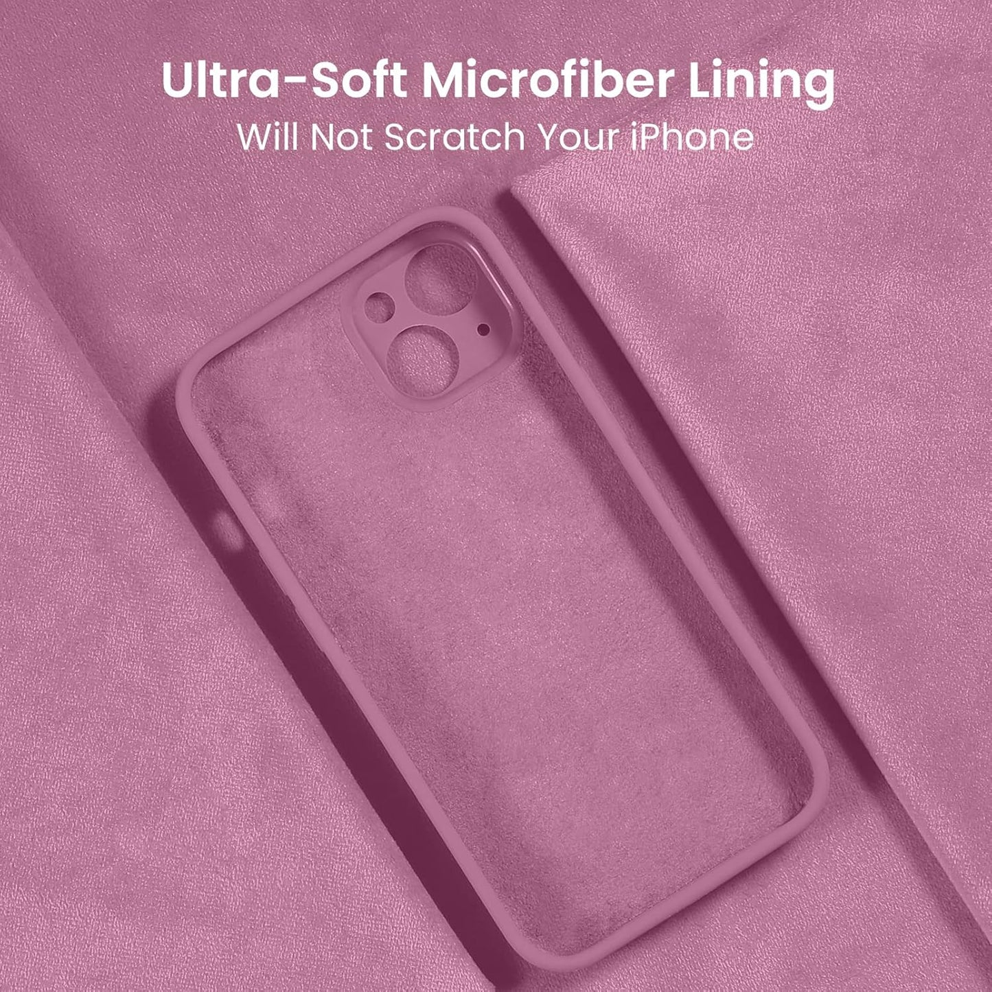 FireNova Designed for iPhone 13 Case, Silicone Upgraded [Camera Protection] Phone Case with [2 Screen Protectors], Soft Anti-Scratch Microfiber Lining Inside, 6.1 inch, Lilac Purple