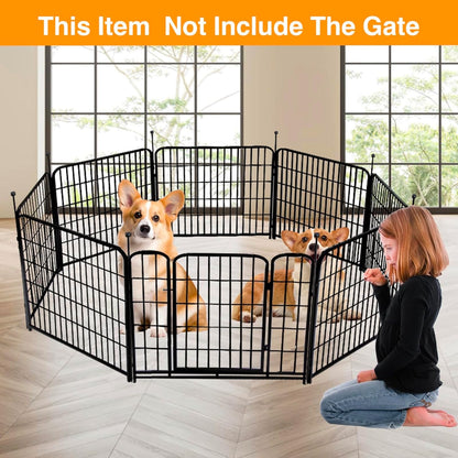 Doorless 56in(H) Black Metal Garden Fences and Borders, 10 Panels Total 22.1 Ft(L), Garden Fence for Dogs, Animal Barrier Fence, Fencing for Flower Beds, Dog Digging Fence Barrier