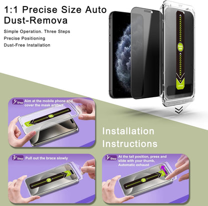 (2-Pack Anti-Spy Privacy Screen Protector for iPhone 11 Pro Max/XS Max(6.5-Inch),9H Tempered Glass,Full Coverage,Anti-Fingerprint,Auto Dust Removal,Bubble-Free,Easy Installation