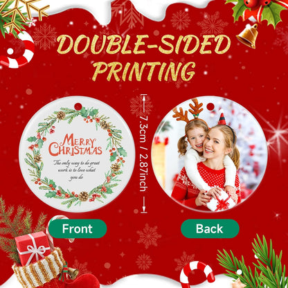 Personalized Christmas Ornaments 2025 Ceramic Custom Photo Picture Text Christmas Ornament Personalized Ornament Christmas Xmas Tree Decorations for Kids Couples Family Friends