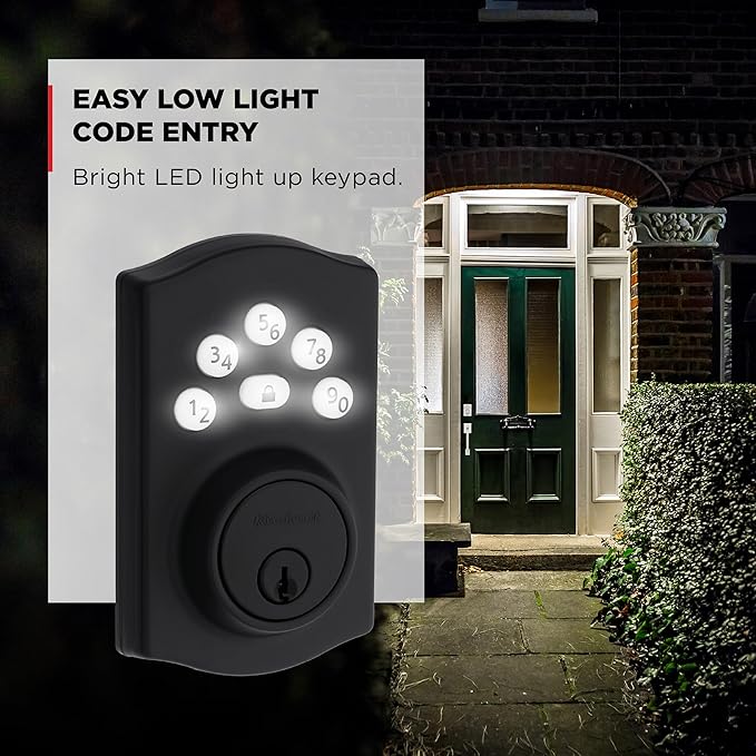 Kwikset Powerbolt 240 5-Button Keypad Matte Black Traditional Electronic Deadbolt Door Lock, Featuring Convenient Keyless Entry, Customizable User Codes and Auto-Locking