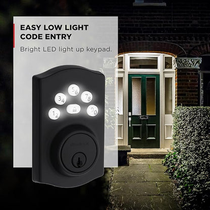Kwikset Powerbolt 240 5-Button Keypad Matte Black Traditional Electronic Deadbolt Door Lock, Featuring Convenient Keyless Entry, Customizable User Codes and Auto-Locking