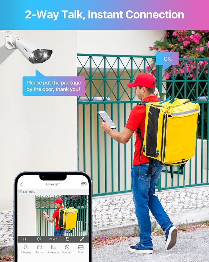 ZOSI 16CH 4K PoE Security Camera System with 2-Way Audio, 12pcs 8MP Outdoor Indoor Metal IP Cameras, AI Person Vehicle Detection, Color Night Vision, 16Port 32CH NVR with 4TB HDD for 24/7 Recording