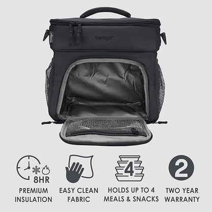 Bentgo Prep Deluxe Insulated Multimeal Bag - Lunch Box Bag, Holds 5 Meals, Premium Insulation up to 8 Hrs, Durable, Water-Resistant - Large Capacity For Adult Meal Prep (Dark Gray)