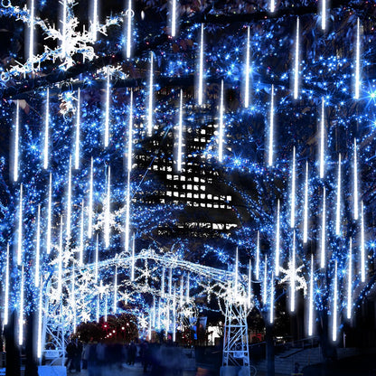 Christmas Meteor Shower Rain Lights, 10 Tube 12 Inch 240 LEDs Icicle Outdoor Raindrop for Xmas Halloween Wedding Party Tree Holiday Decoration, White