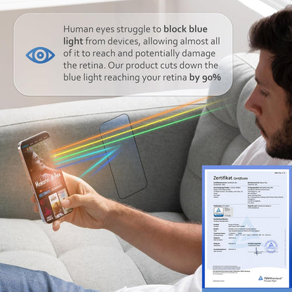 Deppa |2 Pack| Anti-Blue Light Screen Protector for iPhone 12 Pro Max (6.7')| Scratch Resistant Tempered Glass | 3D Edge to Edge Coverage | Easy Installation Kit | Eye Safeguard TÜV Certified