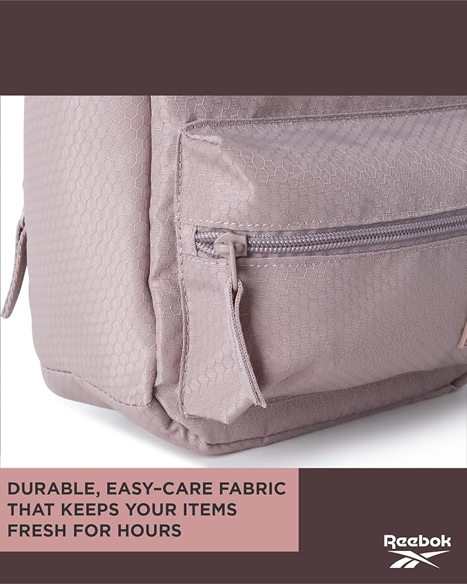 Reebok Mens and Womens Lunch Bag - Portable Insulated Work Lunch Box for Women and Men with Two Compartments and Handle, Size One Size, Quinn Taupe