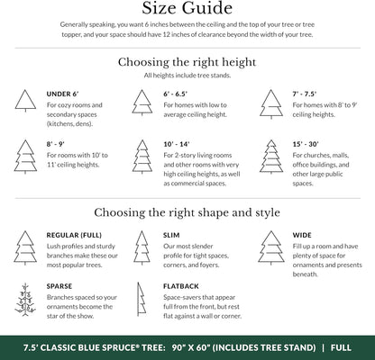 Balsam Hill 7.5 ft Pre-Lit Classic Blue Spruce - Artificial Christmas Tree with 540 Twinkly Lights, Easy Plug Technology, Premium Stand & Storage Bag for Indoor Holiday Decorating