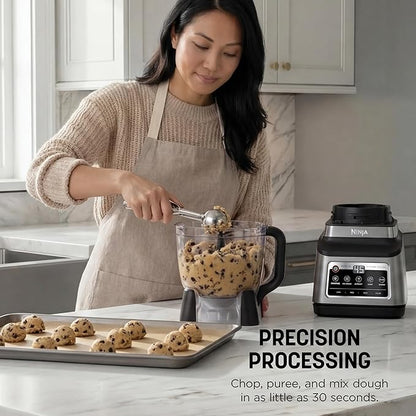 Ninja BN801 Professional Plus Kitchen System, 1400 WP, 5 Functions for Smoothies, Chopping, Dough & More with Auto IQ, 72-oz.* Blender Pitcher, 64-oz. Processor Bowl, (2) 24-oz. To-Go Cups, Grey