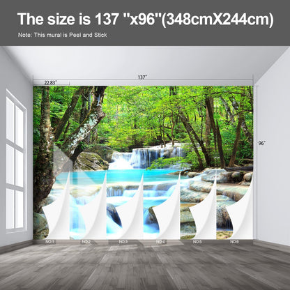 Forest Landscape Wall murals Woodland Tree Peel and Stick Wallpaper for Bedroom Living Room - 96"x137"