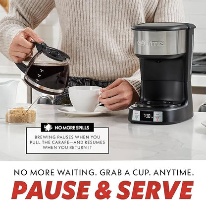 Gourmia Drip Coffee Maker – 5 Cup, One-Touch Brew, Pause & Serve, Adjustable 4 Hr Keep Warm, EZ-View Water Window, Black