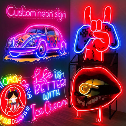 Custom UV Printed Logo Neon Sign - Personalized Business LED Name Light for Salon, Shop, Bar, Office, Nails, Beauty Studio Wall Decor Grand Opening