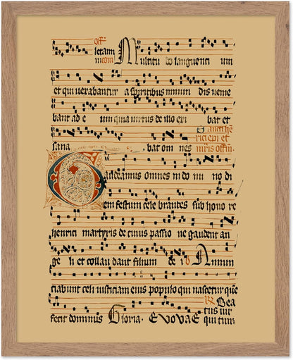 Poster Master Vintage Hymnal Poster - Retro Music Print - Gift for Artist, Friend - Graduale Aboense, Gregorian Chant Manuscript, Score - Wall Decor for Living Room, Bedroom, 8x10 Beige Framed