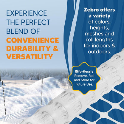 ZEBRO 4' x 50' White Plastic Garden Fence Roll – Light Duty Mesh Fencing for Temporary Fence, Snow, Garden Netting, Animal Barrier, Agricultural Fencing & Lawn Protection