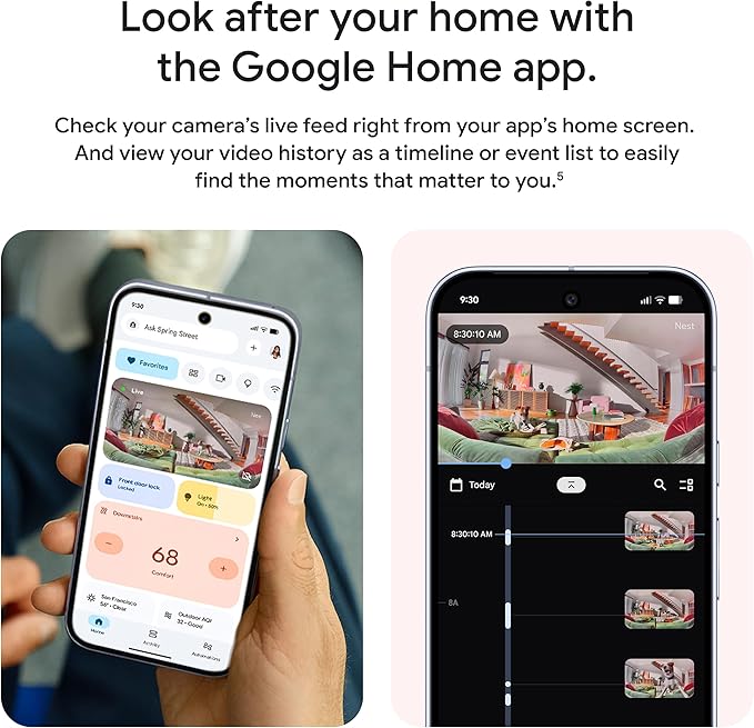 Google Nest Cam Indoor (Wired, 3rd Gen) - Security Camera with 2K Video and Gemini, Night Vision, 2-Way Audio, Works with Google Home - 2025 Model - Berry