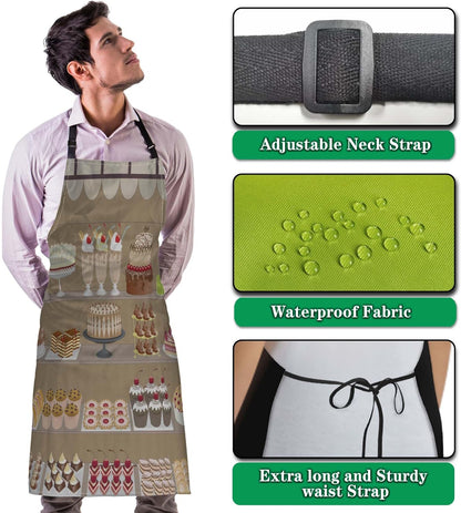 Aprons for Cooking for Women Cake Candy Sweet Women’s Apron for Kitchen Cooking Restaurant BBQ Painting Crafting Gardening 27” (W) x 31” (H), Waterproof Aprons