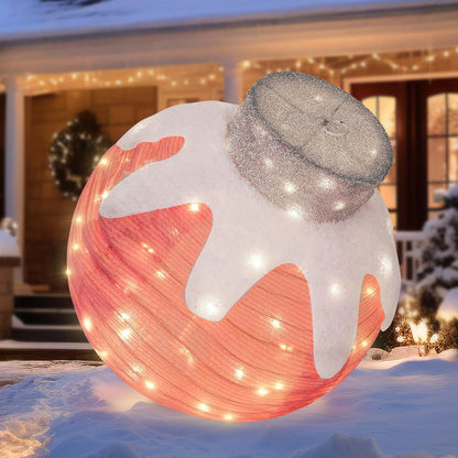 BRIGHTDECK Outdoor Christmas Ornaments, Lighted Pop-Up Outdoor Holiday Ball Decoration with 80 LED Lights, 8 Light Modes, Lighted Collapsible Holiday Decorations for Yard, Home (Pink)