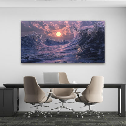 Canvas Wall Art for Living Room Artwork for Walls Canvas Modern Art Wall Decor Nature Landscap Wall Art Decor Purple Coastal Beach Wall Art Prints Art Work for Home Office Kitchen Wall Decor 24" X 48"