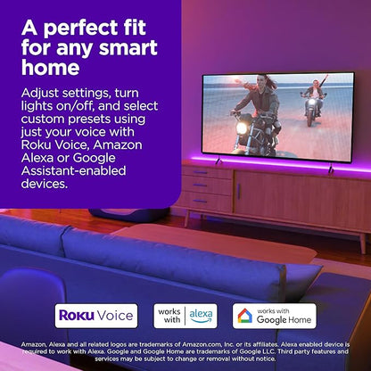 Roku Smart LED Light Strip+, 16.4ft - Color Options with Adjustable Brightness & Temperature - Peel & Stick WiFi Smart Strip Lights Works with Roku Voice, Alexa & Google Assistant - Smart Home Product